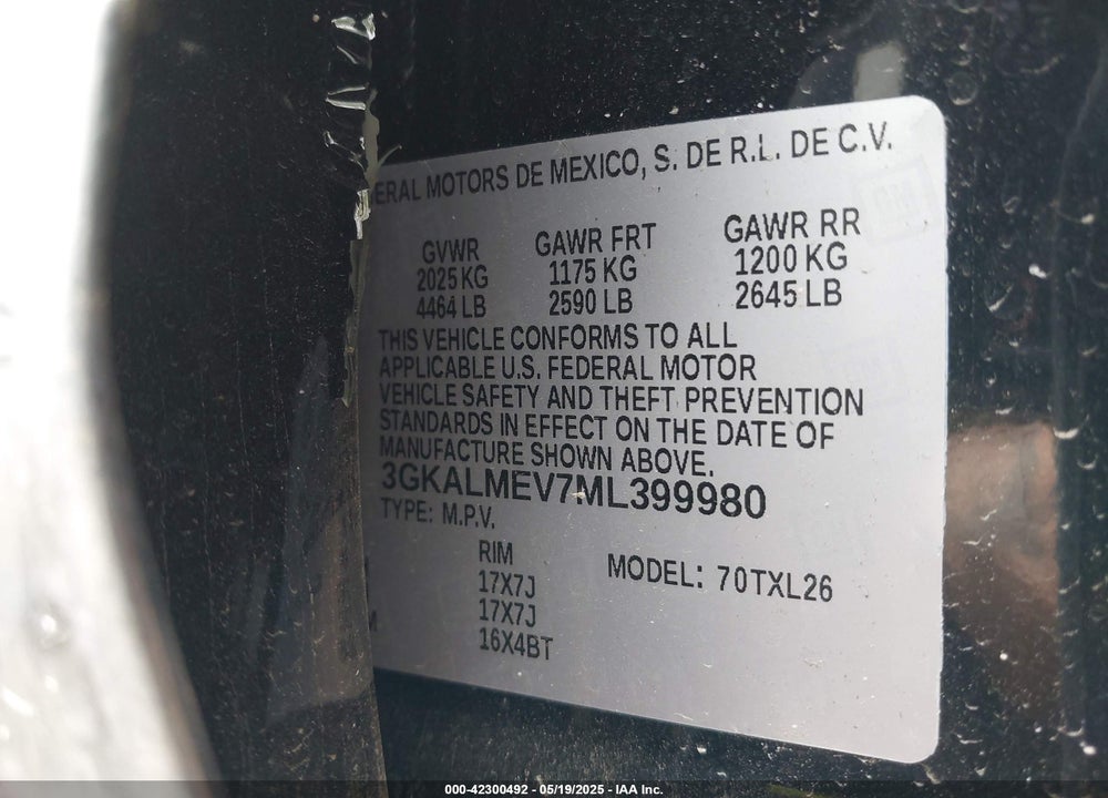 2021 GMC TERRAIN VIN: 3GKALMEV7ML399980