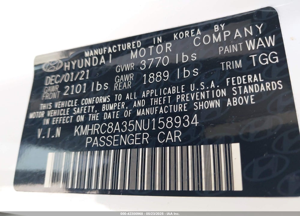 2022 HYUNDAI VENUE VIN: KMHRC8A35NU158934