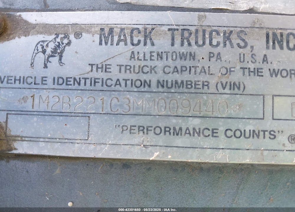 1991 MACK 600 DM600 VIN: 1M2B221C3MM009440