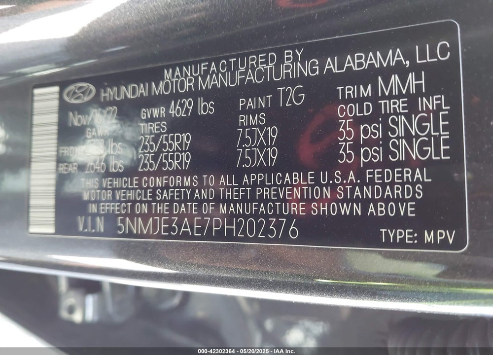 2023 HYUNDAI TUCSON VIN: 5NMJE3AE7PH202376