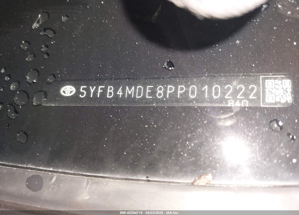 2023 TOYOTA COROLLA LE VIN: 5YFB4MDE8PP010222