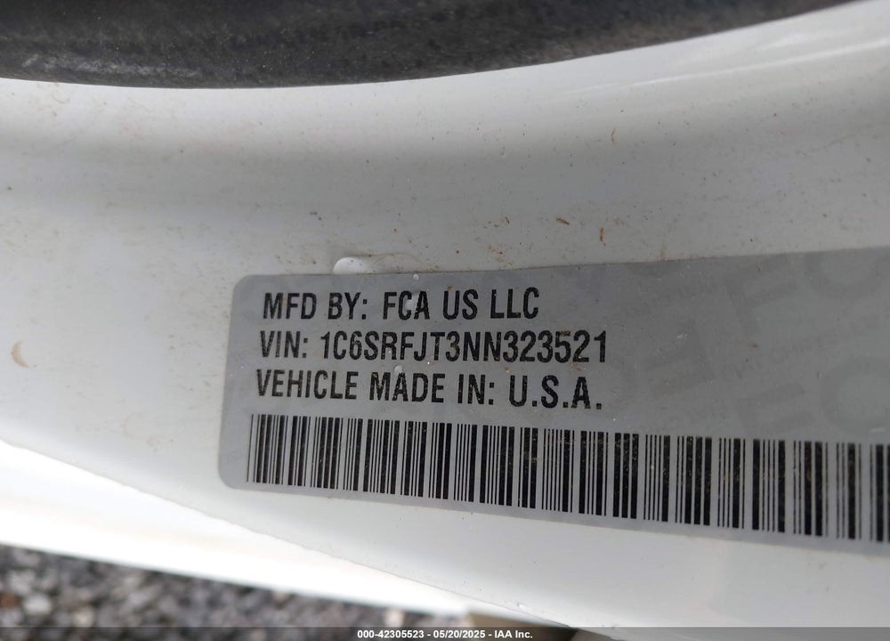 2022 RAM 1500 VIN: 1C6SRFJT3NN323521