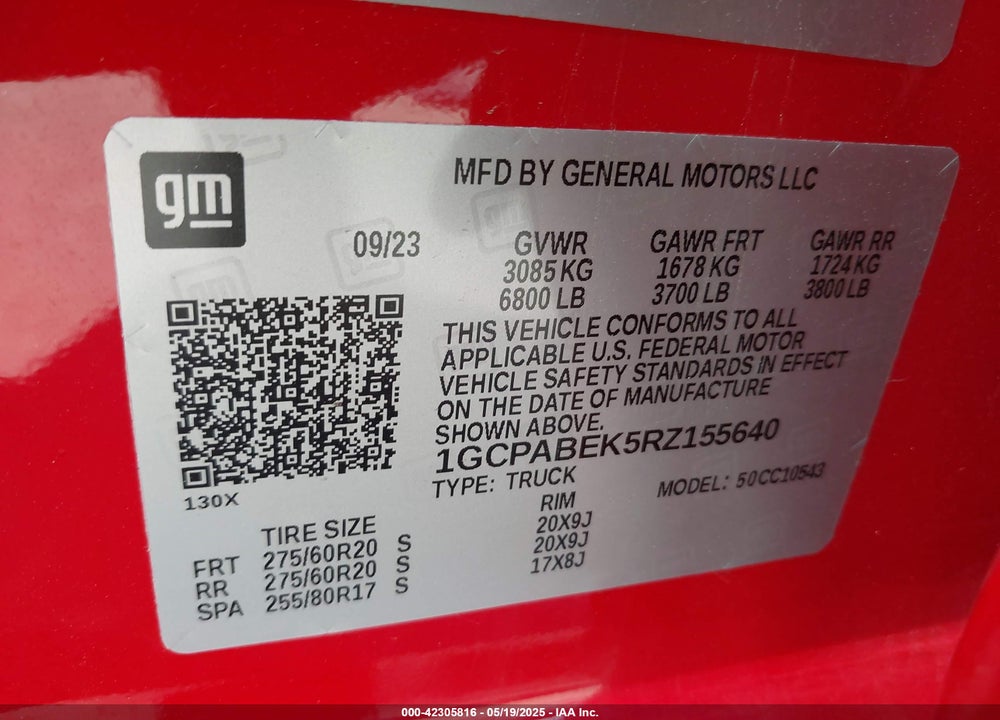 2024 CHEVROLET SILVERADO 1500 VIN: 1GCPABEK5RZ155640