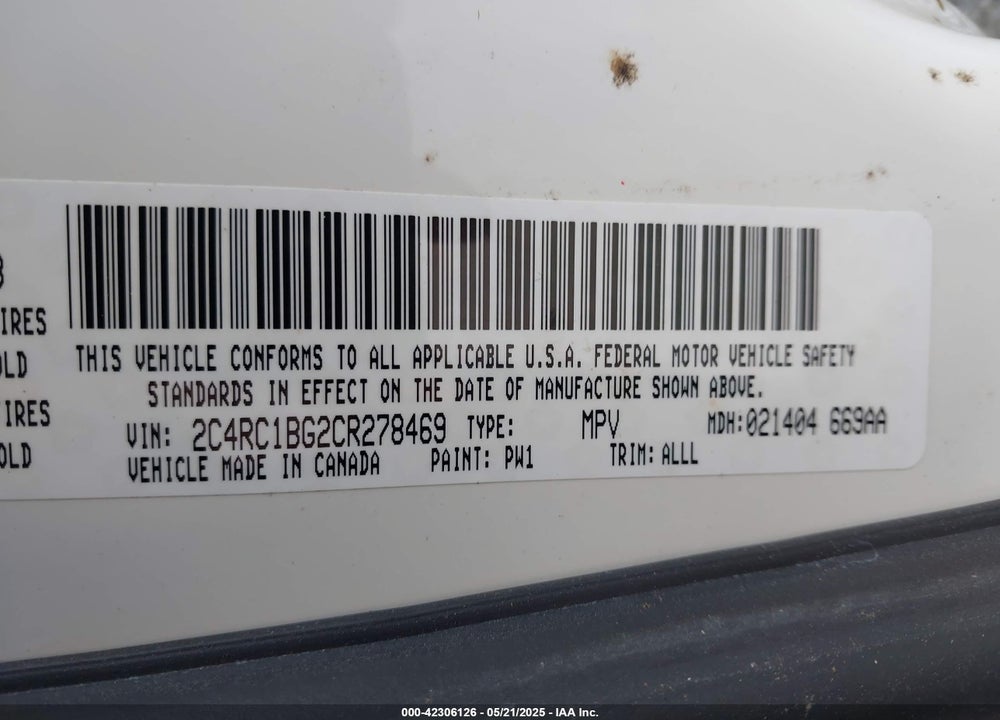 2012 CHRYSLER TOWN & COUNTRY TOURING VIN: 2C4RC1BG2CR278469
