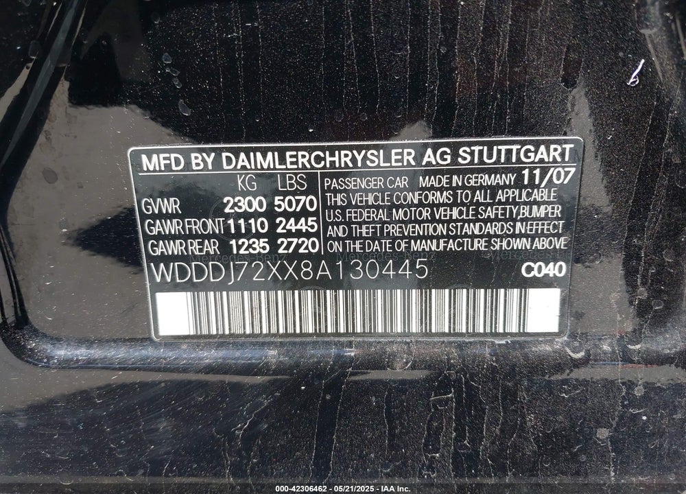 2008 MERCEDES-BENZ CLS 550 VIN: WDDDJ72XX8A130445
