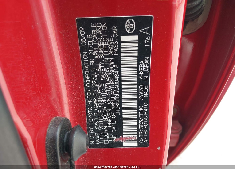 2010 TOYOTA PRIUS VIN: JTDKN3DU6A0048418