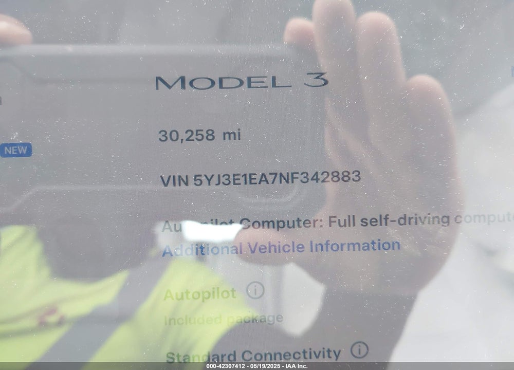 2022 TESLA MODEL 3 VIN: 5YJ3E1EA7NF342883