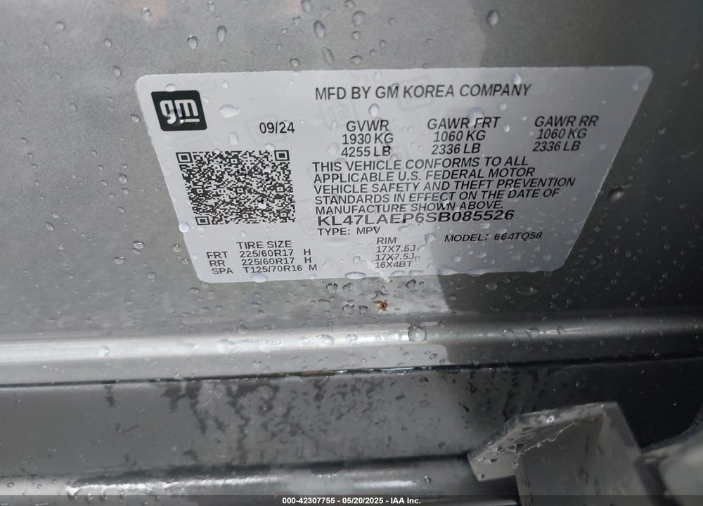 2025 BUICK ENVISTA VIN: KL47LAEP6SB085526