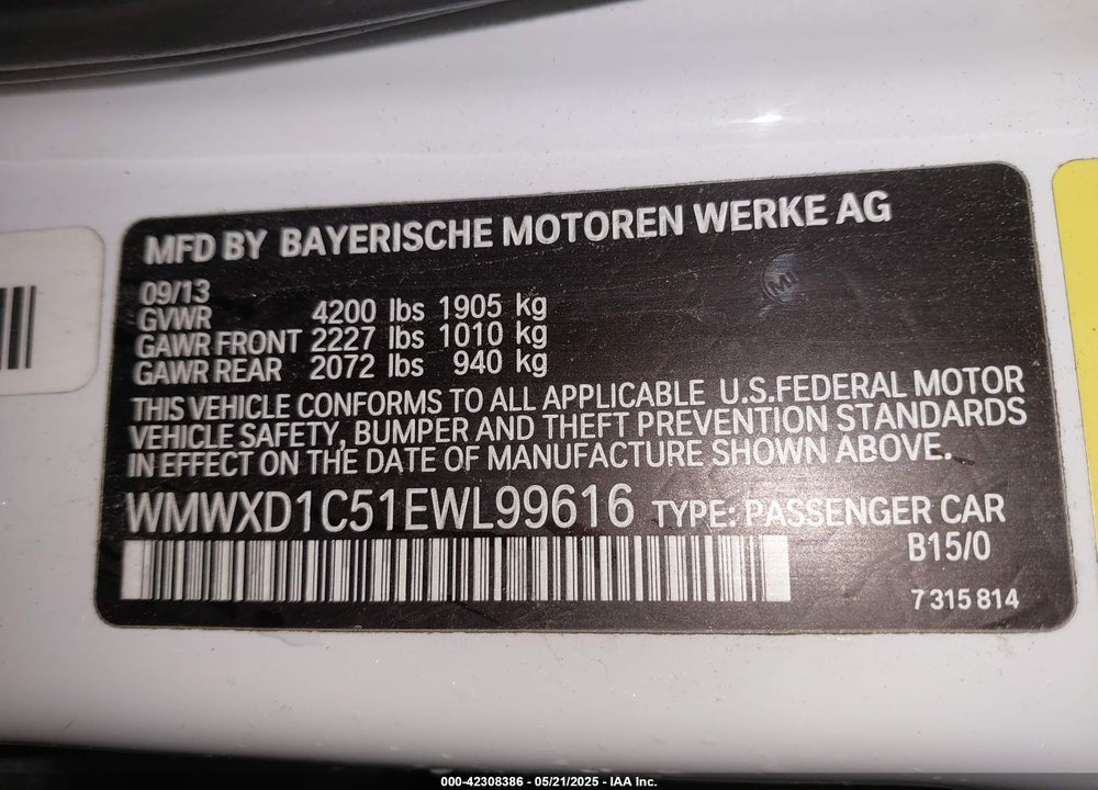2014 MINI COOPER COUNTRYMAN VIN: WMWXD1C51EWL99616
