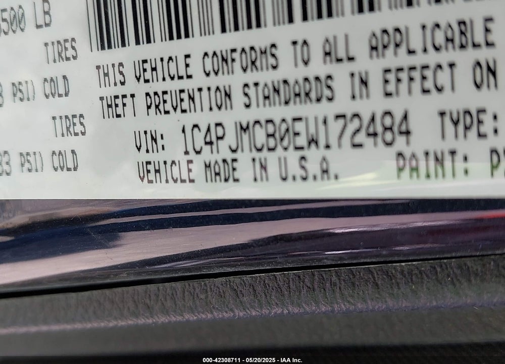 2014 JEEP CHEROKEE VIN: 1C4PJMCB0EW172484