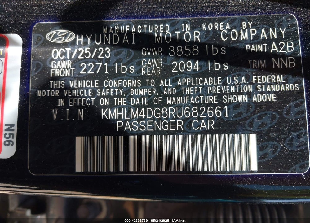 2024 HYUNDAI ELANTRA VIN: KMHLM4DG8RU682661