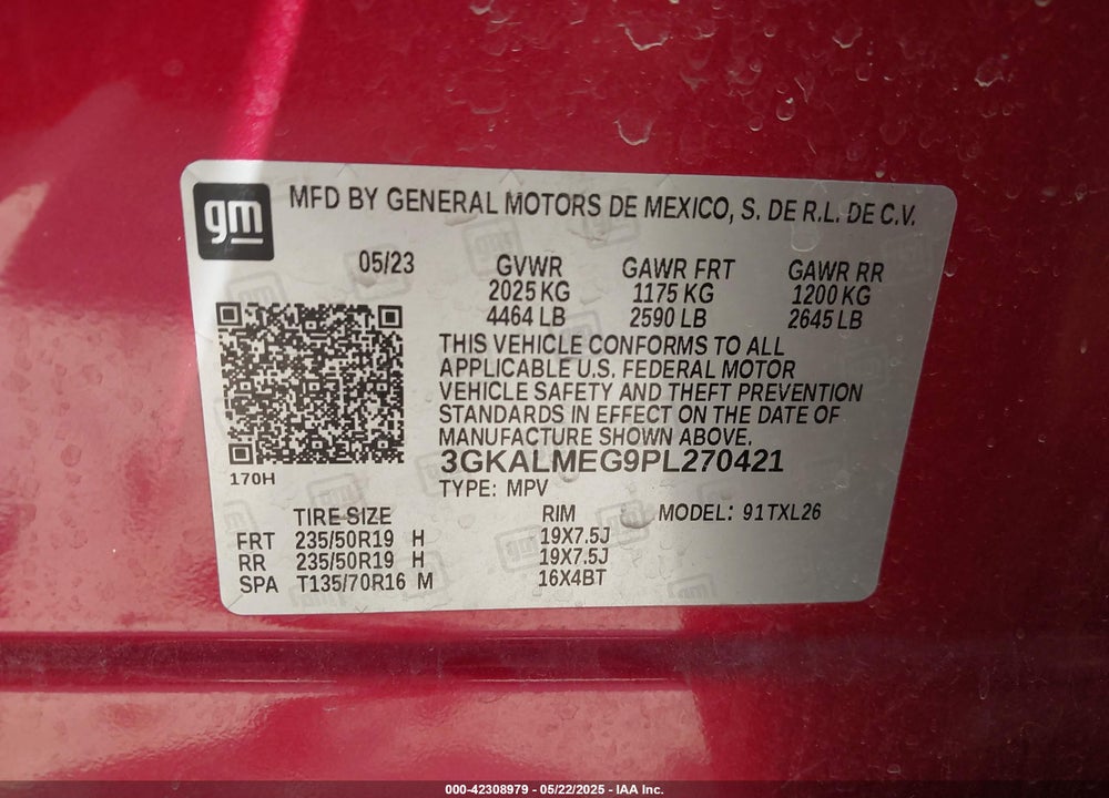 2023 GMC TERRAIN VIN: 3GKALMEG9PL270421