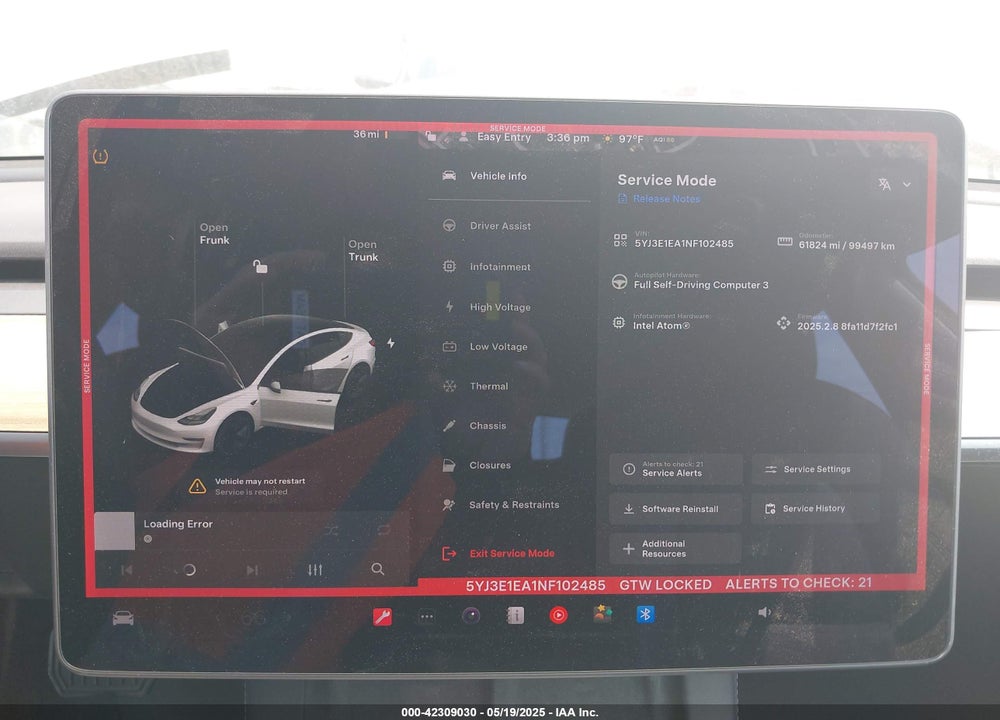 2022 TESLA MODEL 3 VIN: 5YJ3E1EA1NF102485