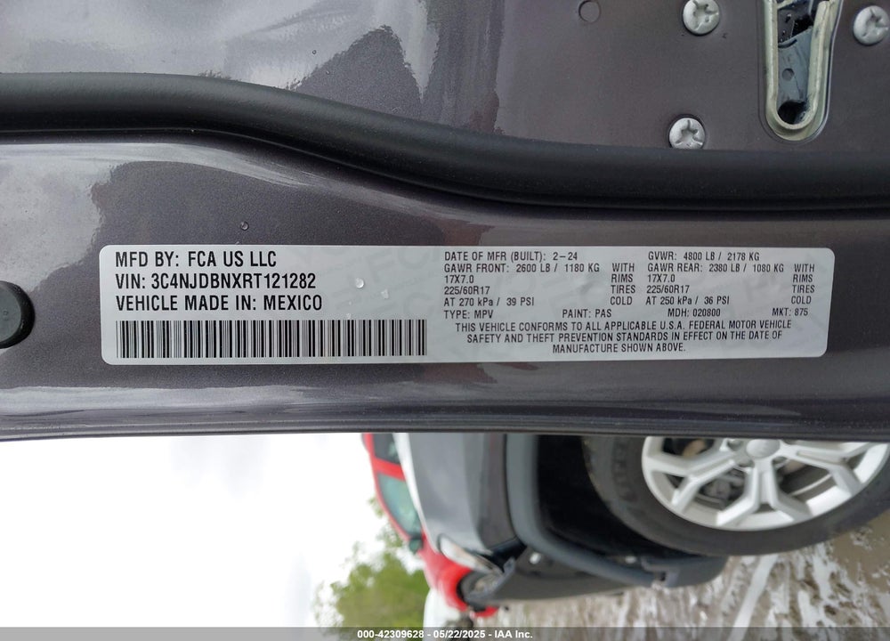 2024 JEEP COMPASS LATITUDE 4X4 VIN: 3C4NJDBNXRT121282
