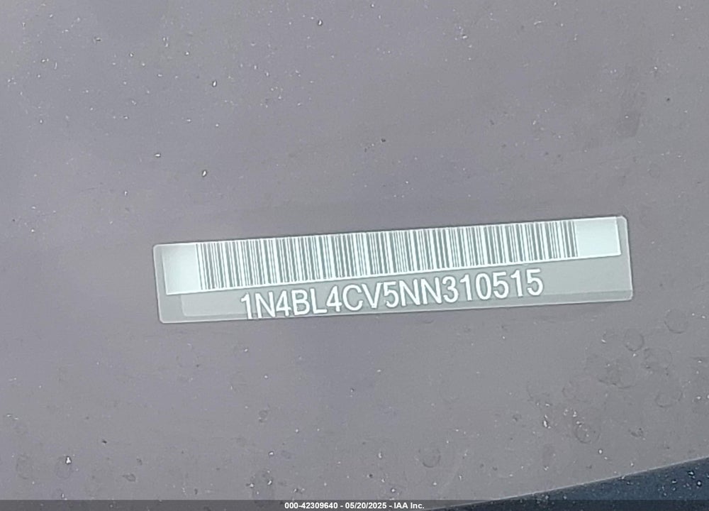 2022 NISSAN ALTIMA VIN: 1N4BL4CV5NN310515