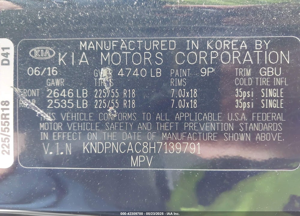 2017 KIA SPORTAGE EX VIN: KNDPNCAC8H7139791