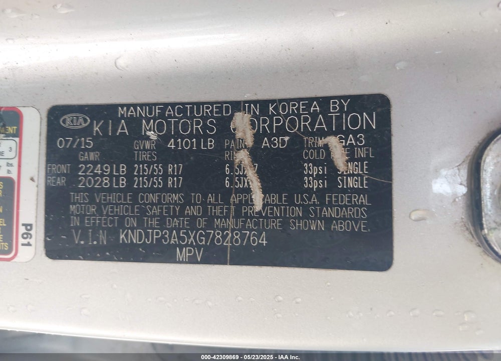 2016 KIA SOUL VIN: KNDJP3A5XG7828764