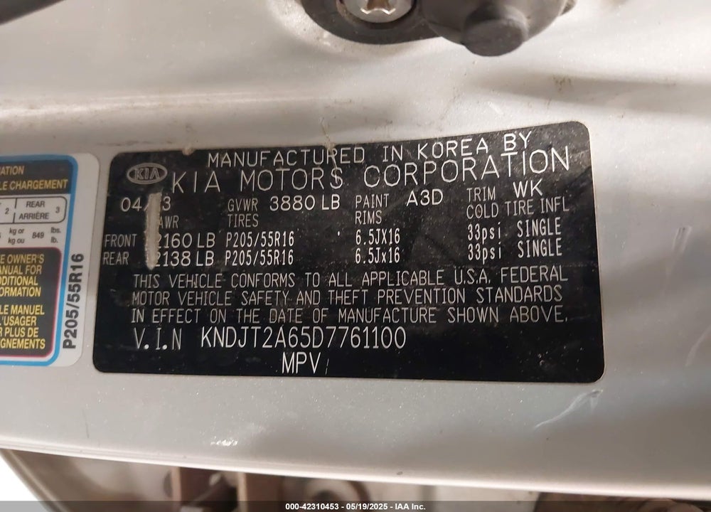 2013 KIA SOUL VIN: KNDJT2A65D7761100
