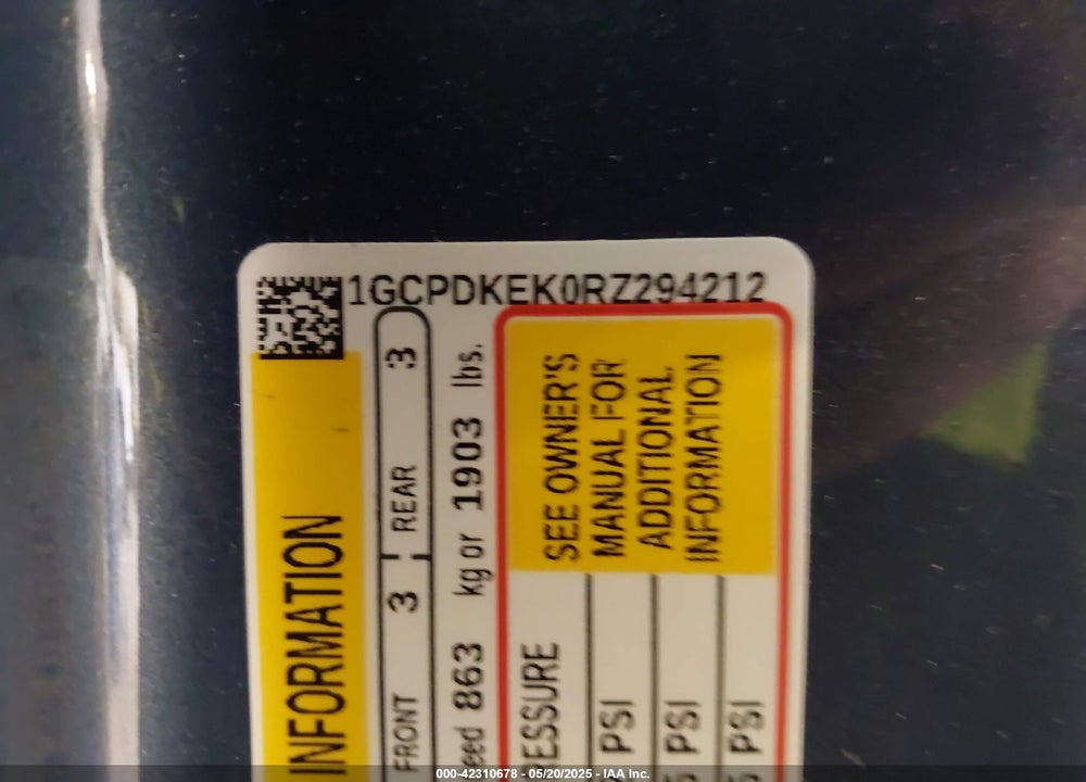 2024 CHEVROLET SILVERADO 1500 VIN: 1GCPDKEK0RZ294212