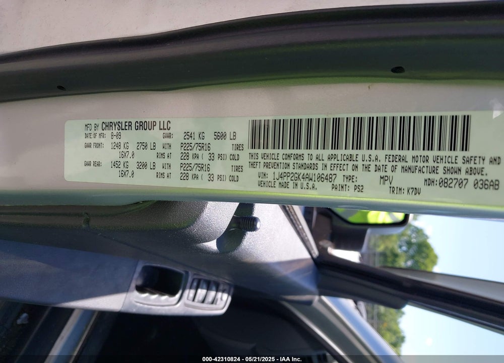 2010 JEEP LIBERTY VIN: 1J4PP2GK4AW106487