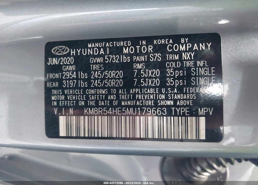 2021 HYUNDAI PALISADE LIMITED VIN: KM8R54HE5MU179663