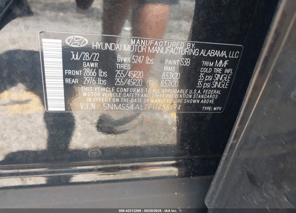 2023 HYUNDAI SANTA FE VIN: 5NMS54AL7PH486794