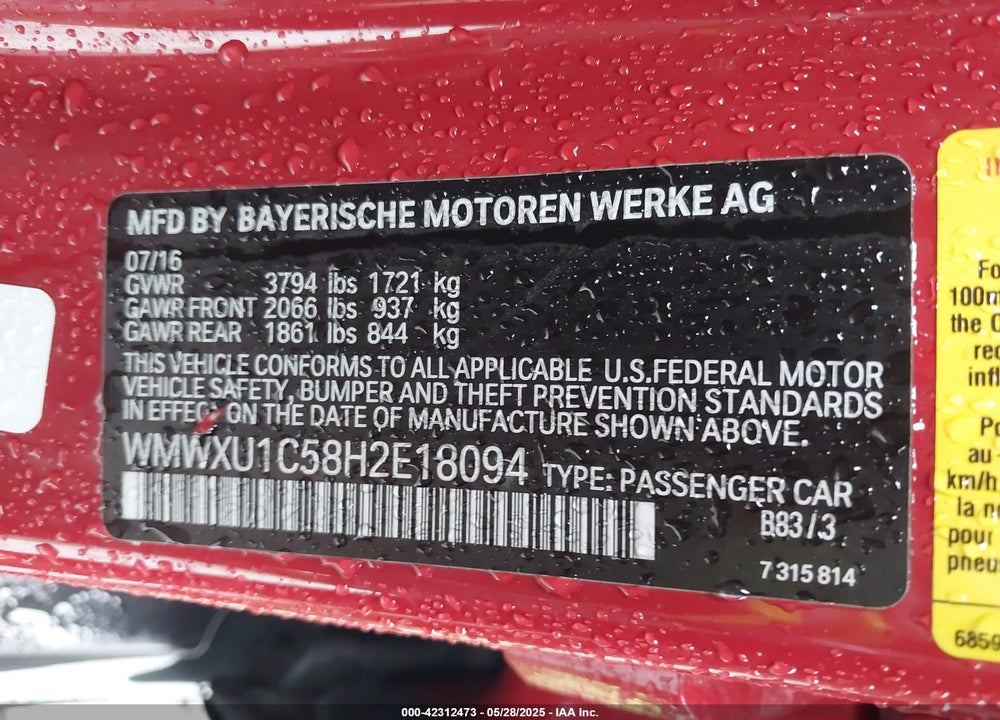 2017 MINI HARDTOP COOPER VIN: WMWXU1C58H2E18094