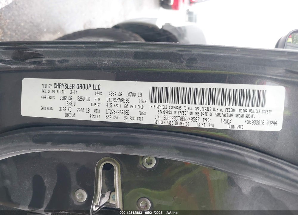 2014 RAM 3500 TRADESMAN VIN: 3C63R3CT0EG240587