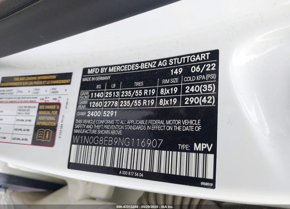 2022 MERCEDES-BENZ GLC 300 VIN: W1N0G8EB9NG116907