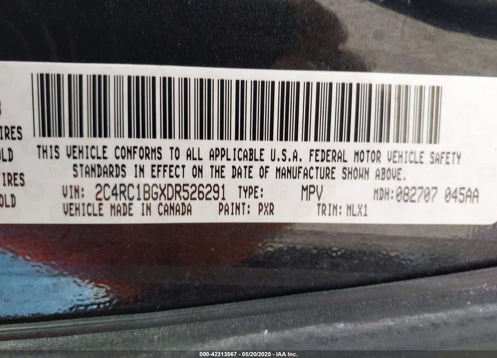 2013 CHRYSLER TOWN & COUNTRY VIN: 2C4RC1BGXDR526291