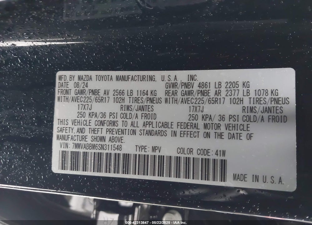 2025 MAZDA CX-50 VIN: 7MMVABBM6SN311548