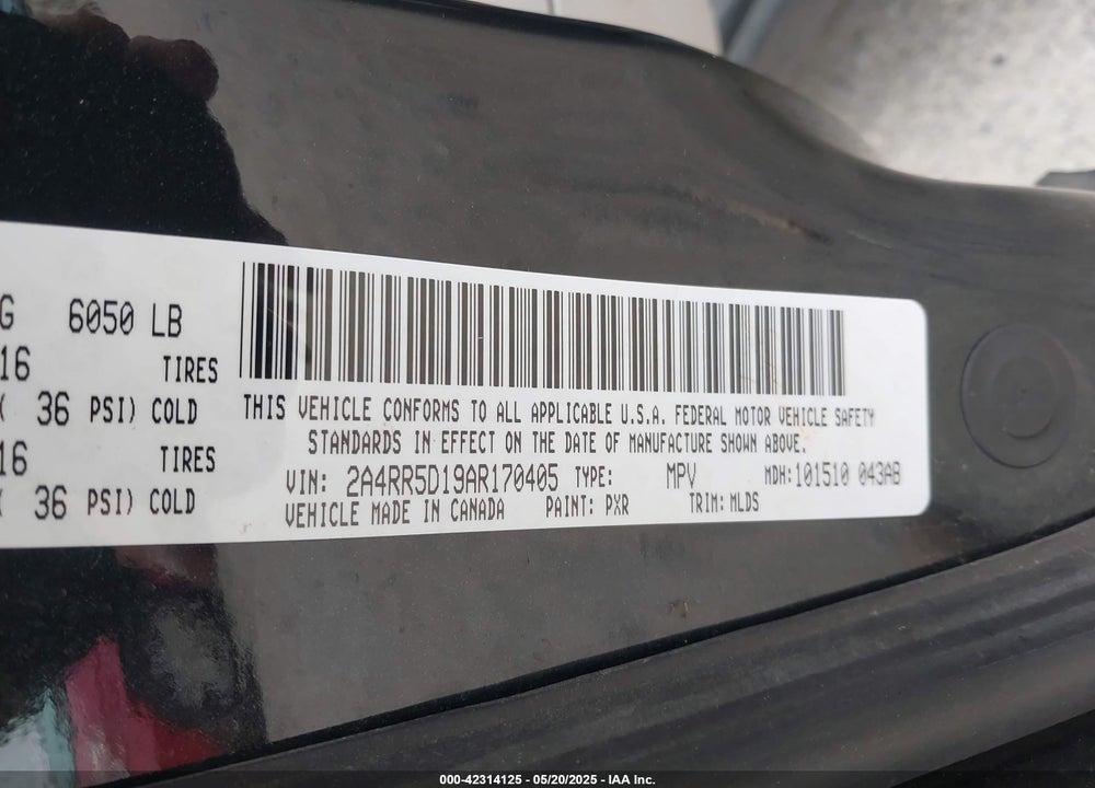 2010 CHRYSLER TOWN & COUNTRY TOURING VIN: 2A4RR5D19AR170405