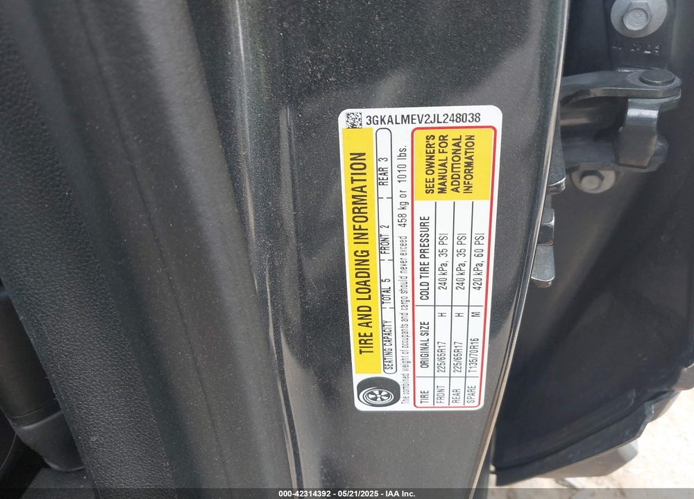 2018 GMC TERRAIN SLE VIN: 3GKALMEV2JL248038