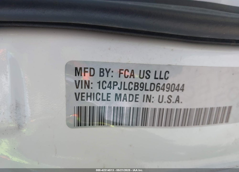 2020 JEEP CHEROKEE VIN: 1C4PJLCB9LD649044