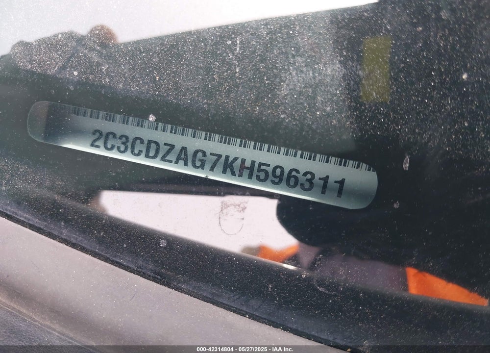2019 DODGE CHALLENGER VIN: 2C3CDZAG7KH596311