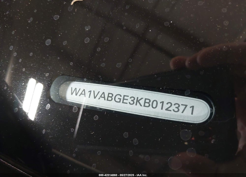 2019 AUDI E-TRON VIN: WA1VABGE3KB012371