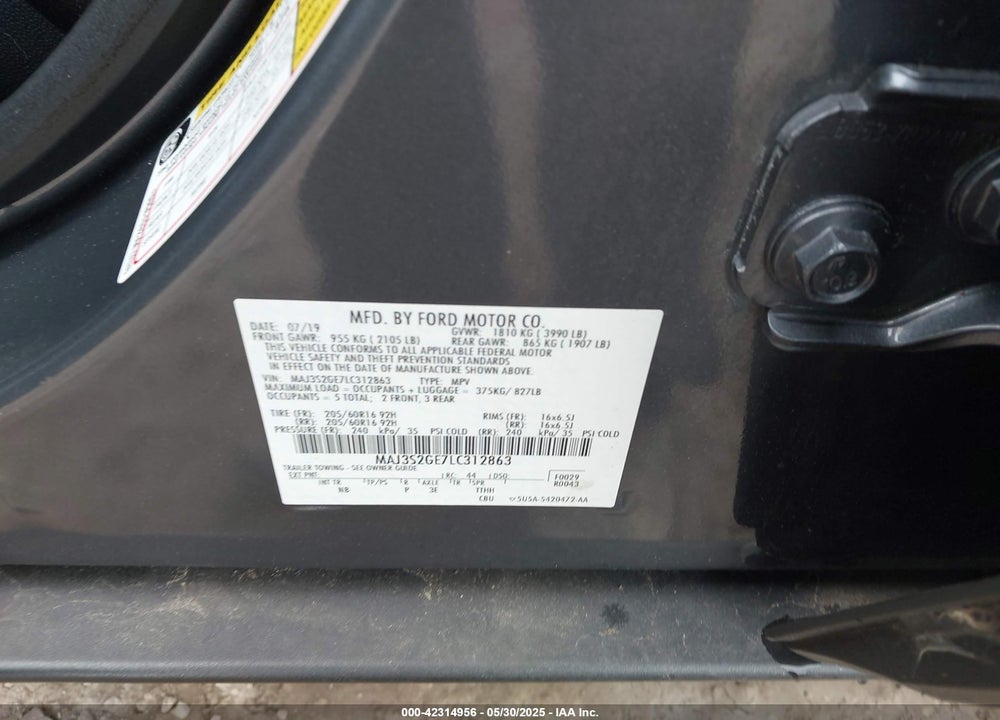 2020 FORD ECOSPORT SE VIN: MAJ3S2GE7LC312863