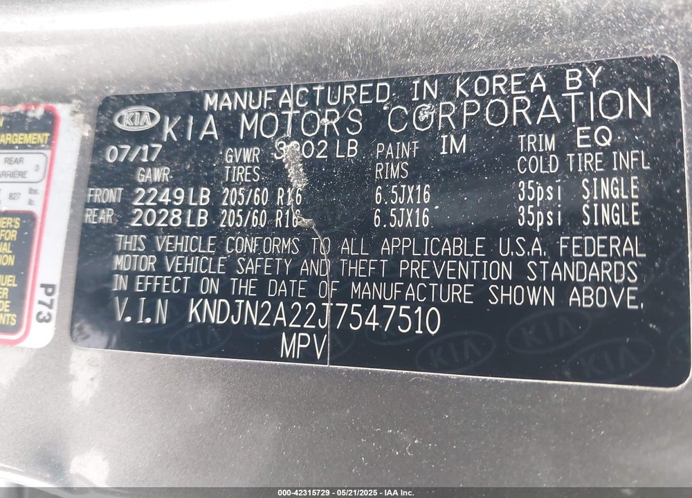 2018 KIA SOUL VIN: KNDJN2A22J7547510