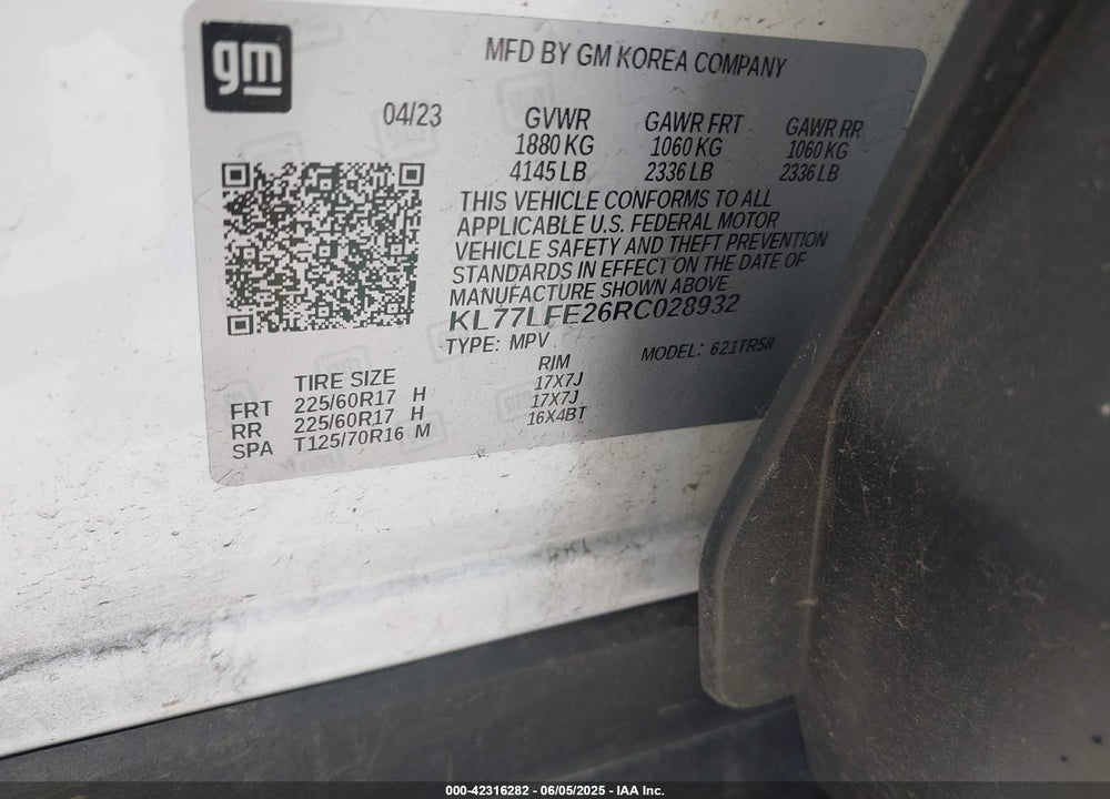 2024 CHEVROLET TRAX VIN: KL77LFE26RC028932