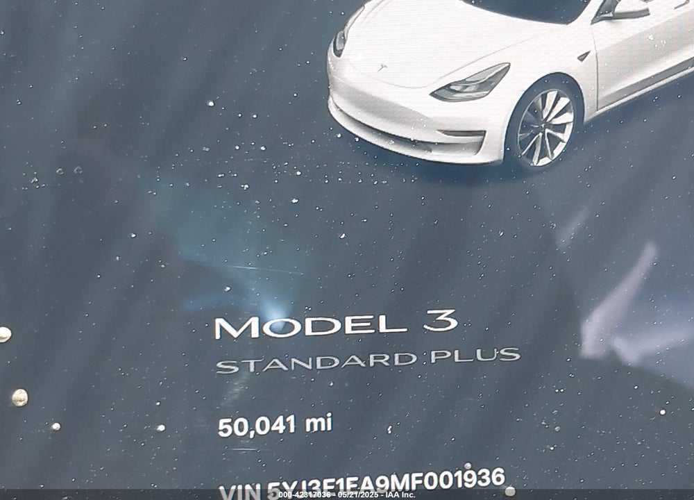2021 TESLA MODEL 3 VIN: 5YJ3E1EA9MF001936