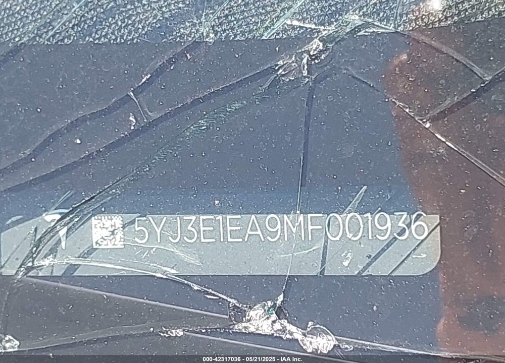 2021 TESLA MODEL 3 VIN: 5YJ3E1EA9MF001936