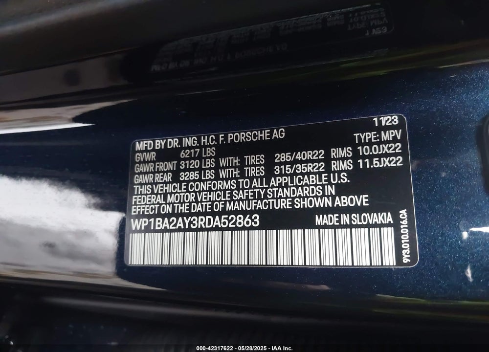 2024 PORSCHE CAYENNE COUPE VIN: WP1BA2AY3RDA52863