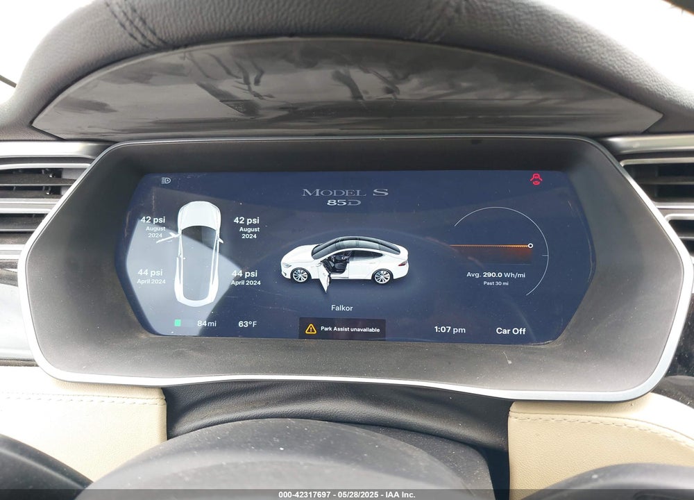 2015 TESLA MODEL S VIN: 5YJSA1H23FFP69765