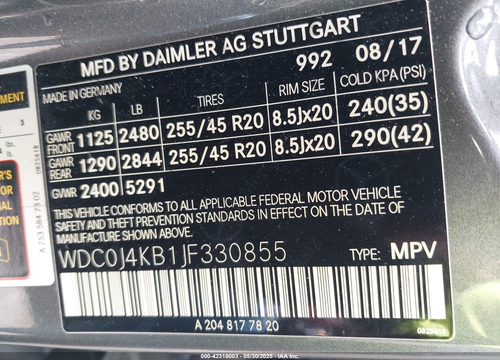 2018 MERCEDES-BENZ GLC 300 COUPE 4MATIC VIN: WDC0J4KB1JF330855