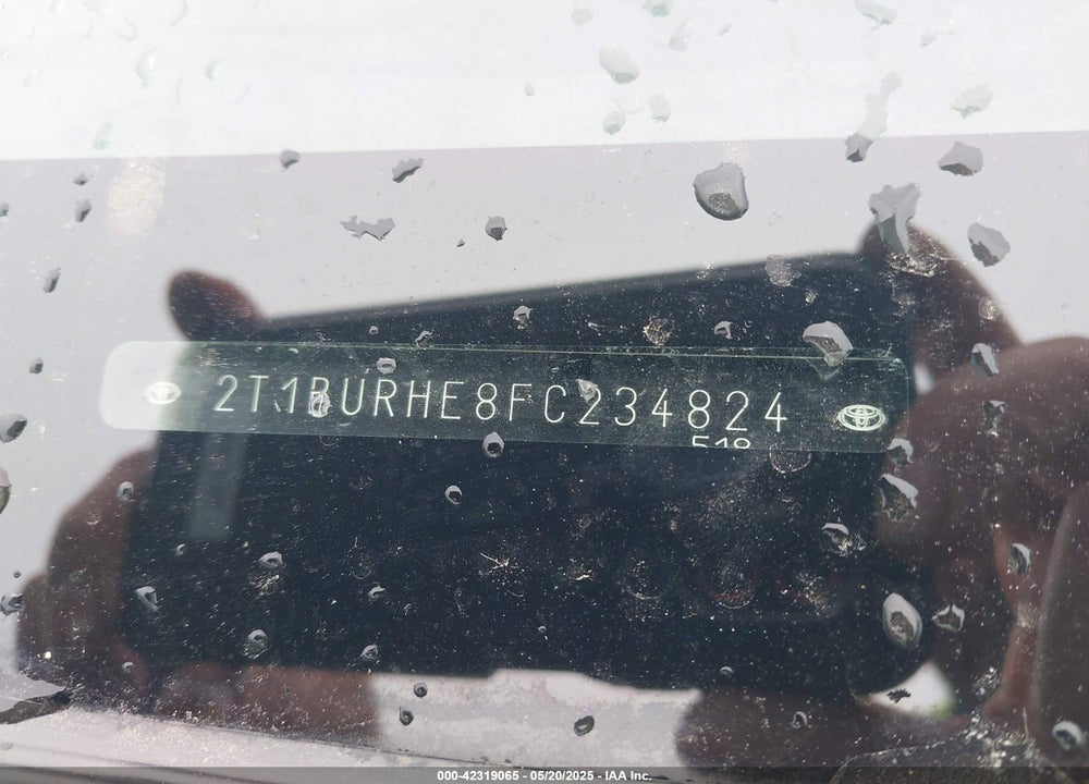 2015 TOYOTA COROLLA VIN: 2T1BURHE8FC234824