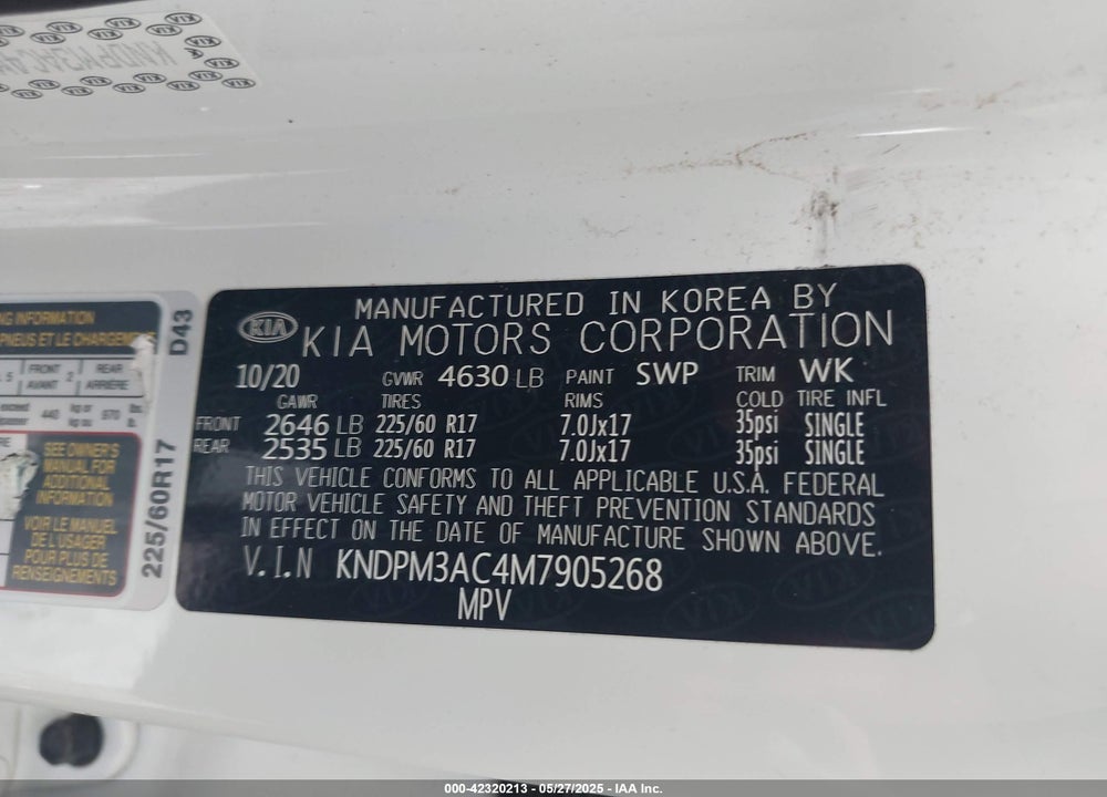 2021 KIA SPORTAGE LX VIN: KNDPM3AC4M7905268