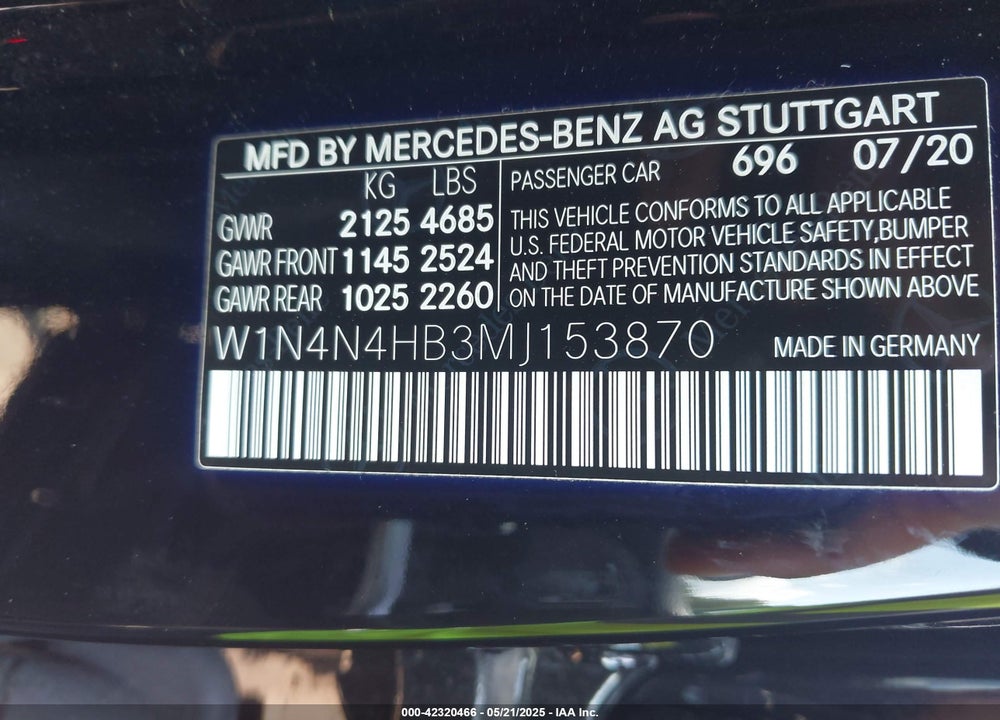 2021 MERCEDES-BENZ GLA 250 4MATIC VIN: W1N4N4HB3MJ153870