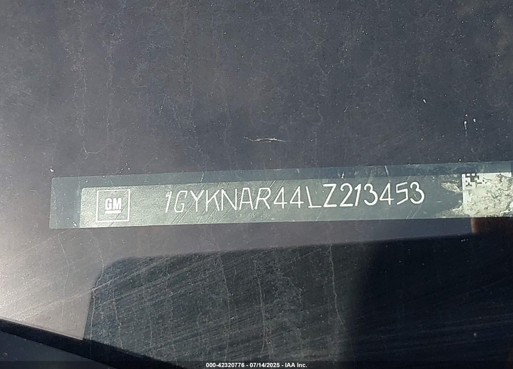 2020 CADILLAC XT5 VIN: 1GYKNAR44LZ213453