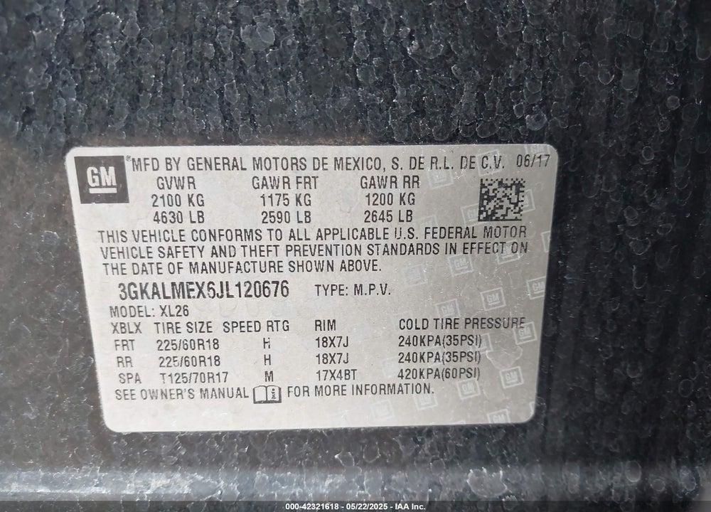 2018 GMC TERRAIN VIN: 3GKALMEX6JL120676