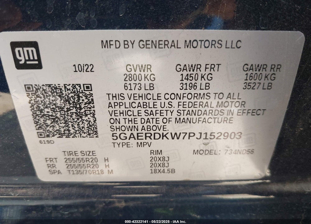 2023 BUICK ENCLAVE VIN: 5GAERDKW7PJ152903